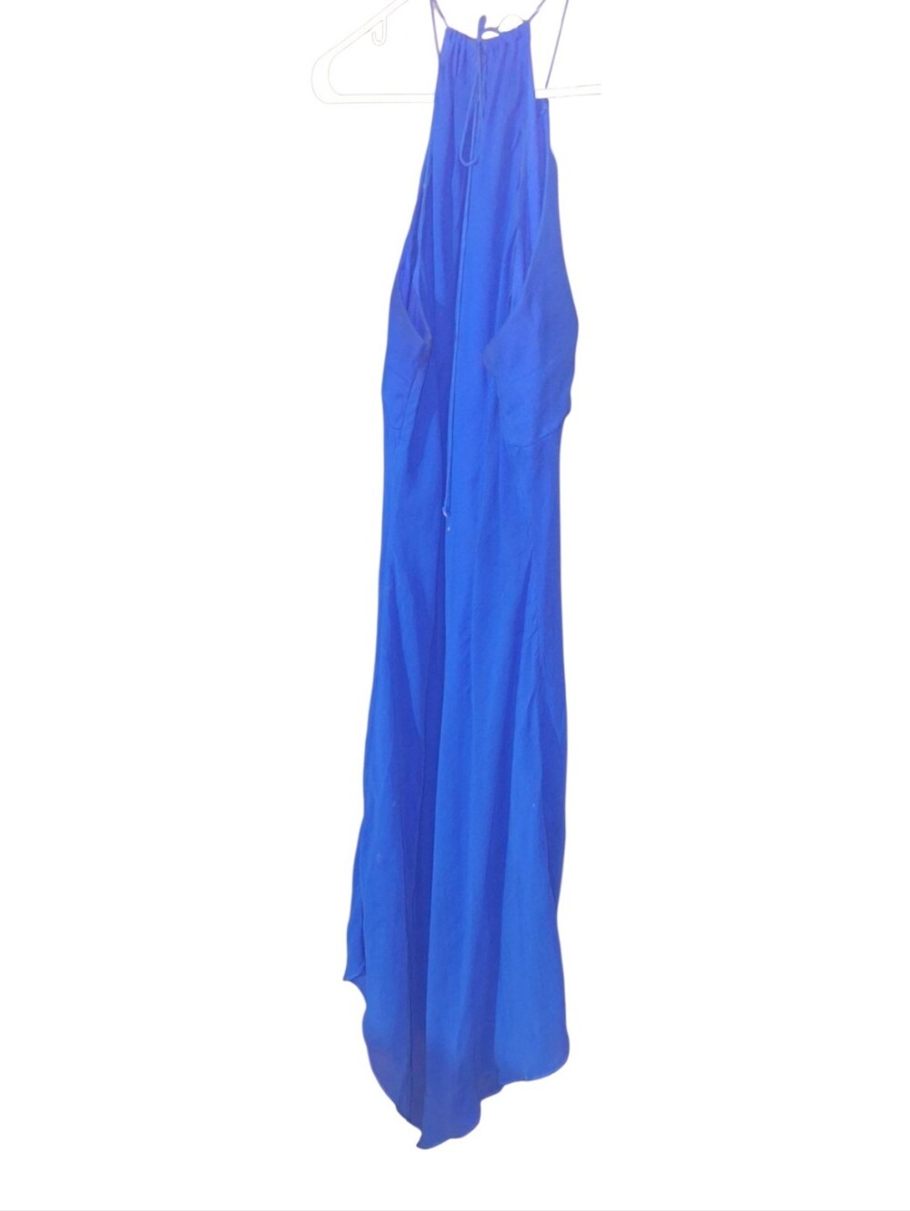 Signature by Sangria 100% Silk Halter Maxi Dress Cobalt Blue Formal Gown sz 12